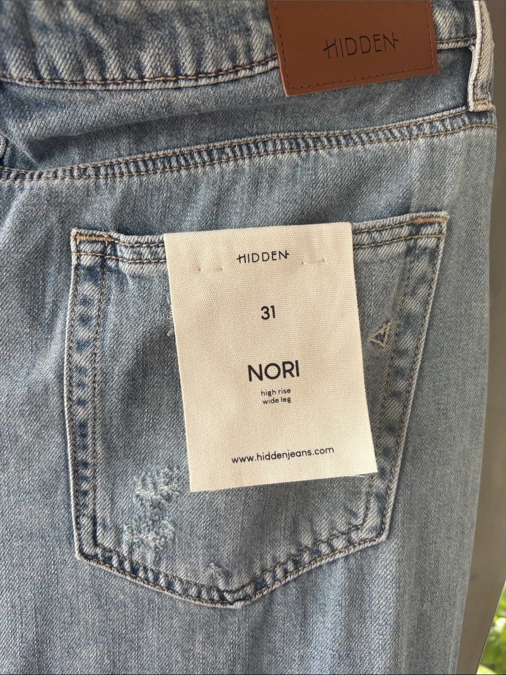 Hidden Denim Distressed Light Blue Wide-Leg Jeans - Picture 4 of 5